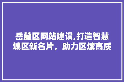 岳麓区网站建设,打造智慧城区新名片，助力区域高质量发展 岳麓区网站建设,打造智慧城区新名片，助力区域高质量发展 神马SEO
