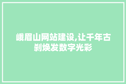 峨眉山网站建设,让千年古刹焕发数字光彩 峨眉山网站建设,让千年古刹焕发数字光彩 神马SEO
