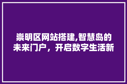 崇明区网站搭建,智慧岛的未来门户，开启数字生活新篇章