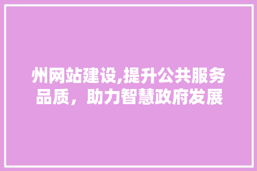 州网站建设,提升公共服务品质，助力智慧政府发展 州网站建设,提升公共服务品质，助力智慧政府发展 必应SEO