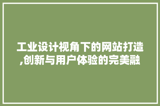 工业设计视角下的网站打造,创新与用户体验的完美融合 工业设计视角下的网站打造,创新与用户体验的完美融合 搜狗SEO