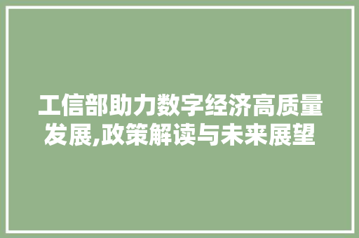 工信部助力数字经济高质量发展,政策解读与未来展望 工信部助力数字经济高质量发展,政策解读与未来展望 搜狗SEO