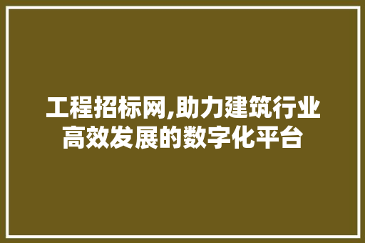 工程招标网,助力建筑行业高效发展的数字化平台 工程招标网,助力建筑行业高效发展的数字化平台 神马SEO
