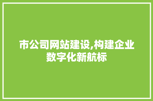 市公司网站建设,构建企业数字化新航标 市公司网站建设,构建企业数字化新航标 神马SEO