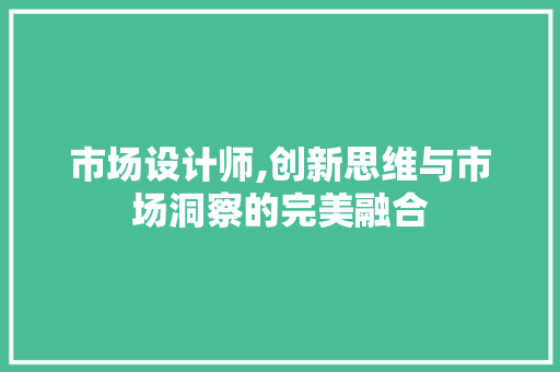市场设计师,创新思维与市场洞察的完美融合 市场设计师,创新思维与市场洞察的完美融合 必应SEO