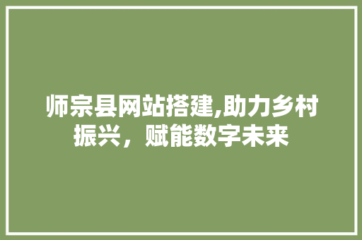 师宗县网站搭建,助力乡村振兴，赋能数字未来 师宗县网站搭建,助力乡村振兴，赋能数字未来 神马SEO