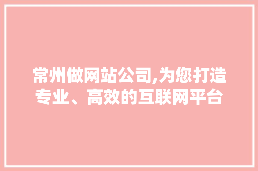 常州做网站公司,为您打造专业、高效的互联网平台 常州做网站公司,为您打造专业、高效的互联网平台 网站建设公司