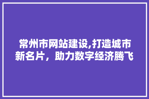 常州市网站建设,打造城市新名片，助力数字经济腾飞 常州市网站建设,打造城市新名片，助力数字经济腾飞 SEO关键词