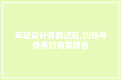 年轻设计师的崛起,创新与传承的完美融合 年轻设计师的崛起,创新与传承的完美融合 网站建设公司