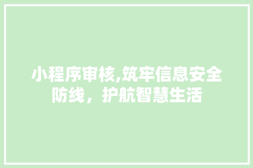 小程序审核,筑牢信息安全防线，护航智慧生活