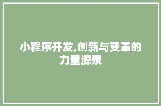 小程序开发,创新与变革的力量源泉
