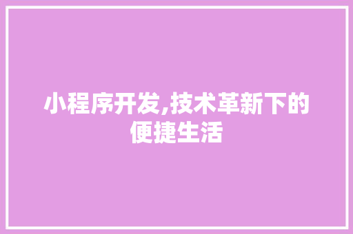 小程序开发,技术革新下的便捷生活 小程序开发,技术革新下的便捷生活 必应SEO