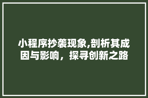 小程序抄袭现象,剖析其成因与影响，探寻创新之路 小程序抄袭现象,剖析其成因与影响，探寻创新之路 必应SEO