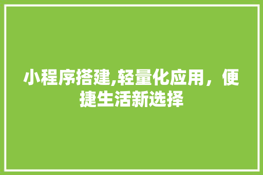 小程序搭建,轻量化应用，便捷生活新选择 小程序搭建,轻量化应用，便捷生活新选择 搜狗SEO