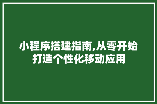小程序搭建指南,从零开始打造个性化移动应用 小程序搭建指南,从零开始打造个性化移动应用 百度SEO