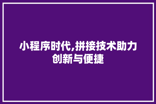 小程序时代,拼接技术助力创新与便捷 小程序时代,拼接技术助力创新与便捷 必应SEO