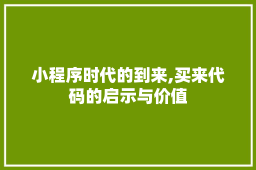 小程序时代的到来,买来代码的启示与价值 小程序时代的到来,买来代码的启示与价值 必应SEO