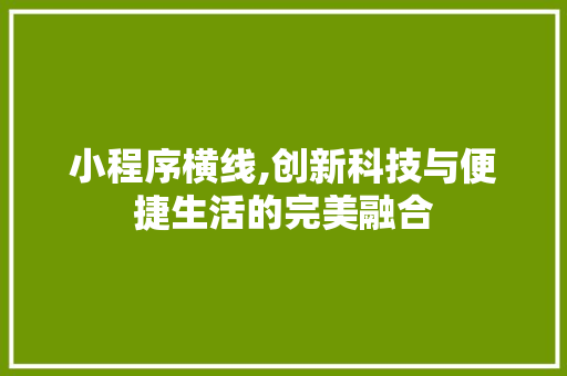 小程序横线,创新科技与便捷生活的完美融合 小程序横线,创新科技与便捷生活的完美融合 SEO关键词