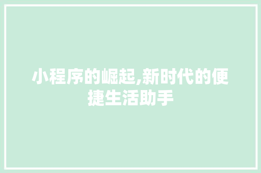 小程序的崛起,新时代的便捷生活助手 小程序的崛起,新时代的便捷生活助手 搜狗SEO