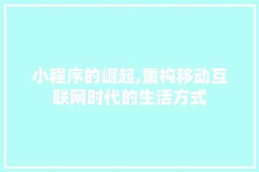 小程序的崛起,重构移动互联网时代的生活方式 小程序的崛起,重构移动互联网时代的生活方式 网站建设公司