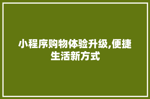 小程序购物体验升级,便捷生活新方式 小程序购物体验升级,便捷生活新方式 百度SEO