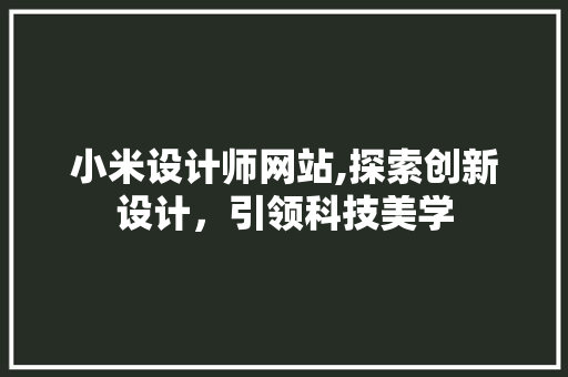 小米设计师网站,探索创新设计，引领科技美学