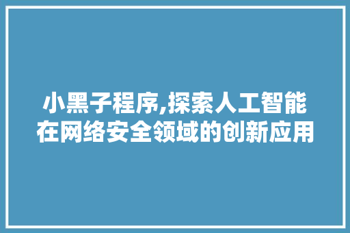小黑子程序,探索人工智能在网络安全领域的创新应用 小黑子程序,探索人工智能在网络安全领域的创新应用 网站建设公司