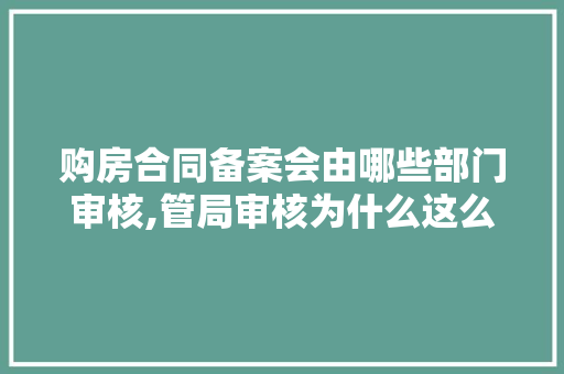 购房合同备案会由哪些部门审核,管局审核为什么这么慢。