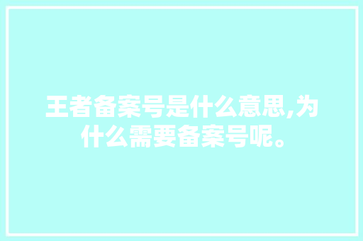 王者备案号是什么意思,为什么需要备案号呢。