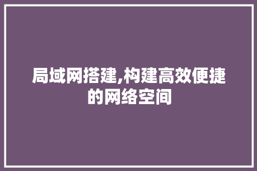 局域网搭建,构建高效便捷的网络空间 局域网搭建,构建高效便捷的网络空间 神马SEO