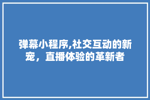 弹幕小程序,社交互动的新宠，直播体验的革新者