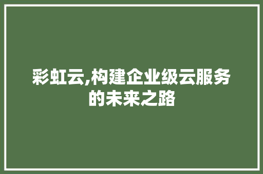 彩虹云,构建企业级云服务的未来之路 彩虹云,构建企业级云服务的未来之路 百度SEO