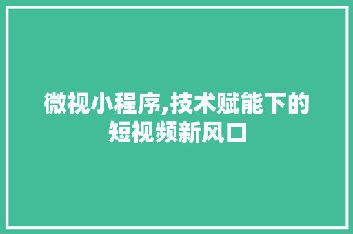微视小程序,技术赋能下的短视频新风口 微视小程序,技术赋能下的短视频新风口 SEO关键词