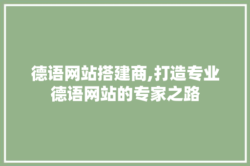 德语网站搭建商,打造专业德语网站的专家之路 德语网站搭建商,打造专业德语网站的专家之路 网站建设公司