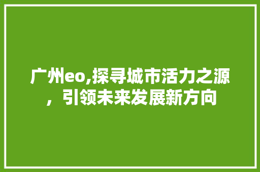 广州eo,探寻城市活力之源，引领未来发展新方向 广州eo,探寻城市活力之源，引领未来发展新方向 神马SEO