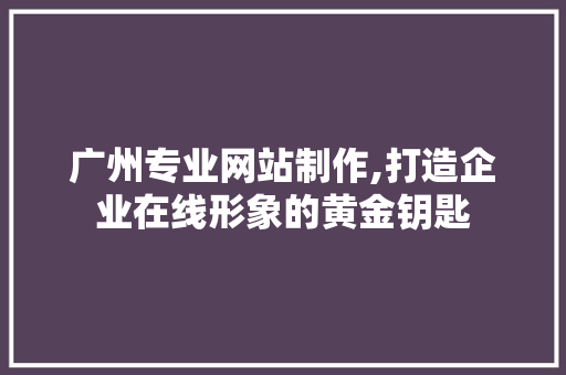 广州专业网站制作,打造企业在线形象的黄金钥匙 广州专业网站制作,打造企业在线形象的黄金钥匙 网站建设公司