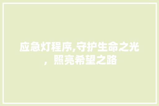 应急灯程序,守护生命之光，照亮希望之路 应急灯程序,守护生命之光，照亮希望之路 搜狗SEO