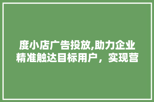度小店广告投放,助力企业精准触达目标用户，实现营销新突破 度小店广告投放,助力企业精准触达目标用户，实现营销新突破 神马SEO
