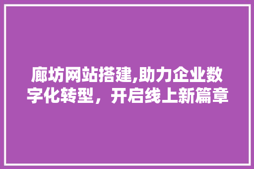 廊坊网站搭建,助力企业数字化转型，开启线上新篇章 廊坊网站搭建,助力企业数字化转型，开启线上新篇章 神马SEO