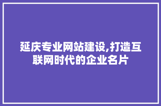 延庆专业网站建设,打造互联网时代的企业名片