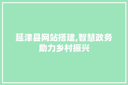 延津县网站搭建,智慧政务助力乡村振兴