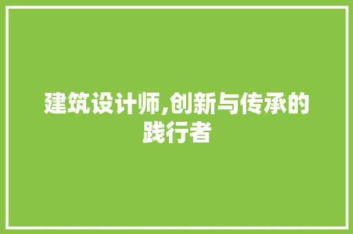 建筑设计师,创新与传承的践行者 建筑设计师,创新与传承的践行者 必应SEO