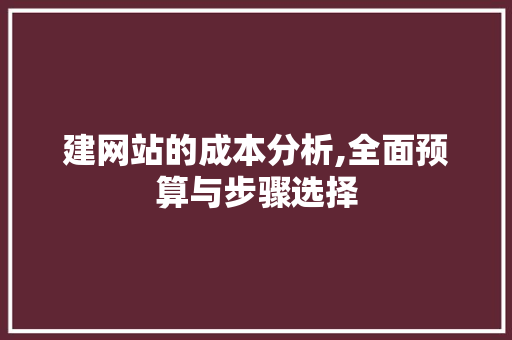 建网站的成本分析,全面预算与步骤选择 建网站的成本分析,全面预算与步骤选择 必应SEO