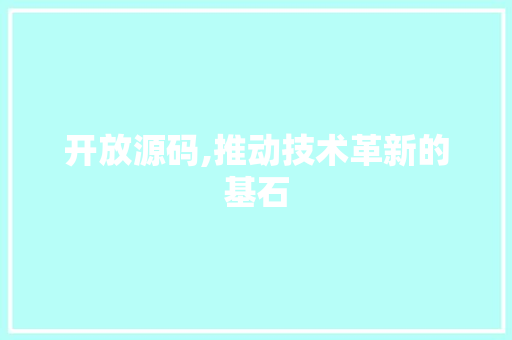 开放源码,推动技术革新的基石 开放源码,推动技术革新的基石 搜狗SEO