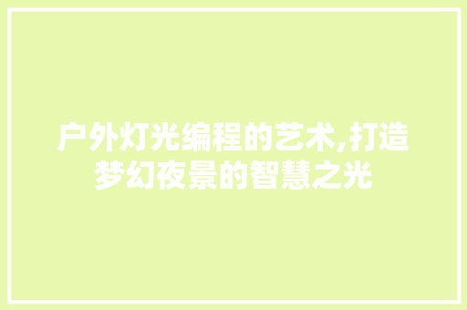 户外灯光编程的艺术,打造梦幻夜景的智慧之光 户外灯光编程的艺术,打造梦幻夜景的智慧之光 网站建设公司