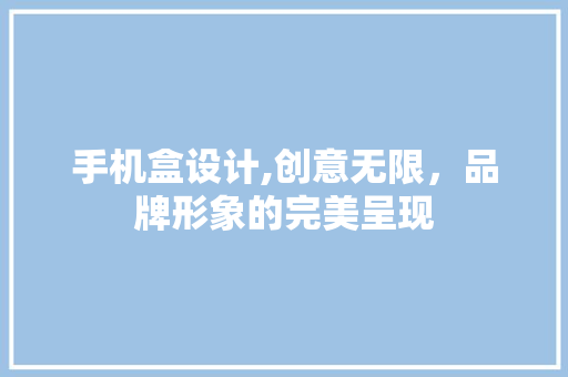 手机盒设计,创意无限，品牌形象的完美呈现