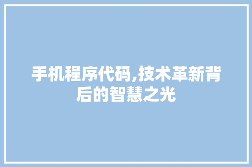 手机程序代码,技术革新背后的智慧之光