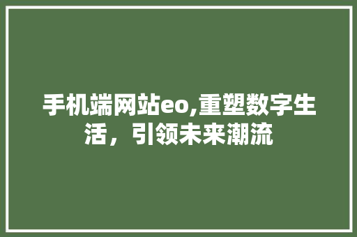 手机端网站eo,重塑数字生活，引领未来潮流 手机端网站eo,重塑数字生活，引领未来潮流 网站建设公司