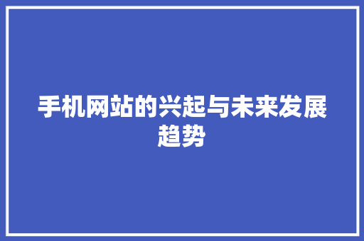 手机网站的兴起与未来发展趋势