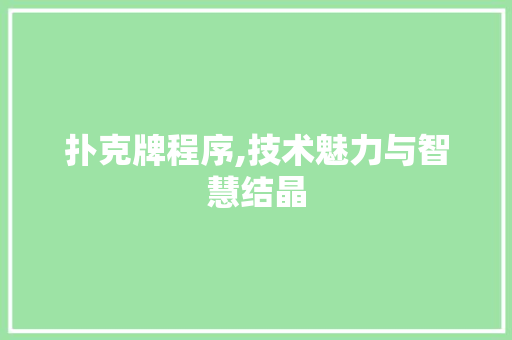 扑克牌程序,技术魅力与智慧结晶